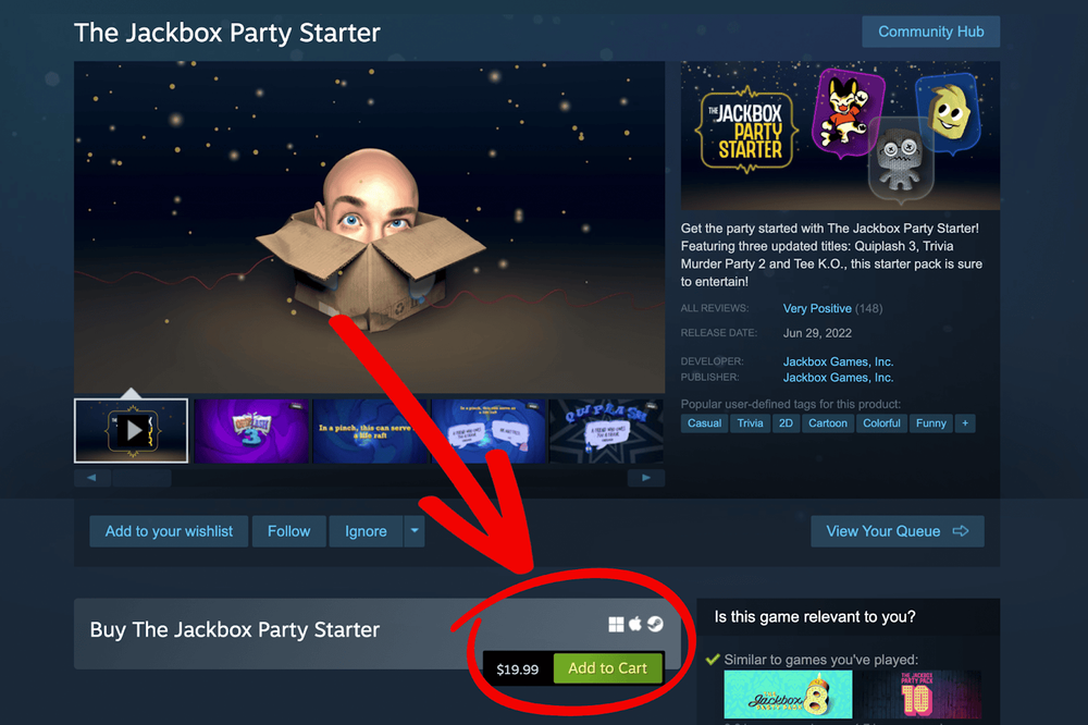 Come regalare i giochi Jackbox Games su computer utilizzando Steam